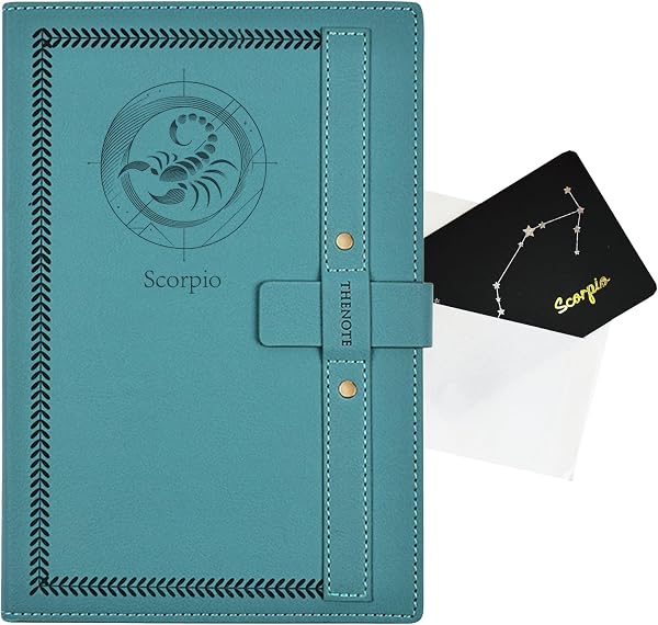 Scorpio zodiac gift — Scorpio constellation journal, PU leather notebook with Scorpio greeting card